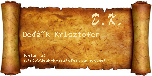 Deák Krisztofer névjegykártya